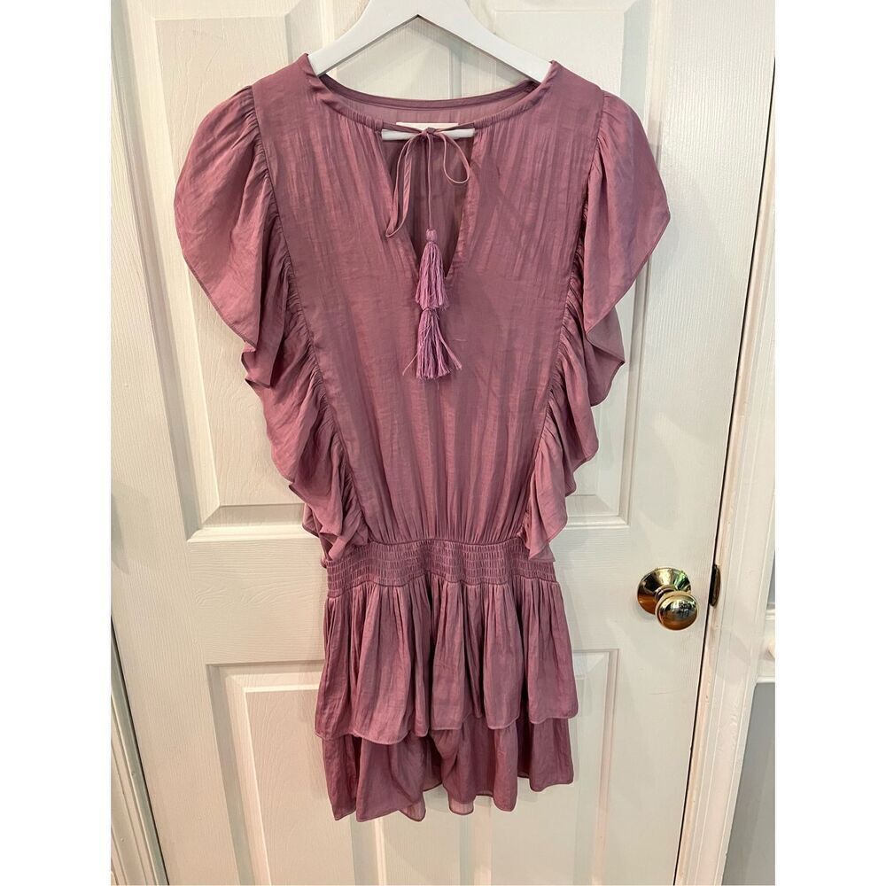 Mustard Seed Lavender Ruffle Tassel Romantic Mini Dress sz S EUC
